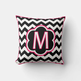 Buchstaben M Schwarz-Weiß-Monogramm Kissen