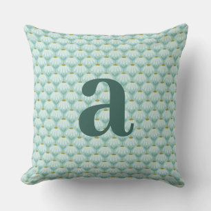 Buchstaben-Monogramm Türkisblau Vintage-Blumenmust Kissen