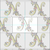 Buchstaben N, dekorativer Text, kundenspezifisch Stoff (Kachel)