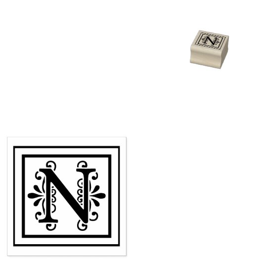 Buchstaben N Monogramm Gummistempel (Stempel)