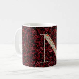 Buchstaben N rot und bordeauxrot Kaffeetasse