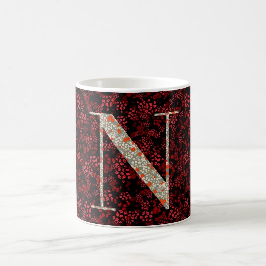 Buchstaben N rot und bordeauxrot Kaffeetasse (Mittel)