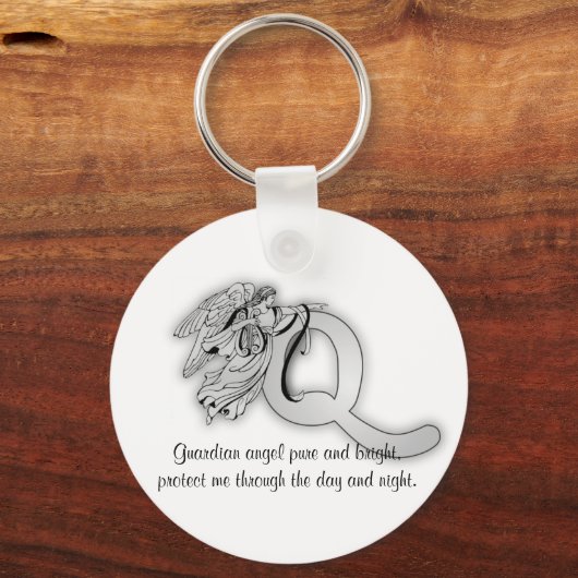 Buchstaben q Engel Monogramm-Alphabet Schlüsselanhänger (Vorderseite)