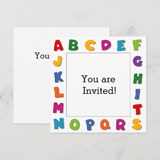 Buchstaben Rahmen Einladung (Vorne/Hinten)