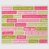 Buchstaben Rosa und Grüne Liebe Geschenkpapier (Flach)