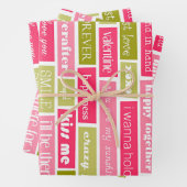 Buchstaben Rosa und Grüne Liebe Geschenkpapier Set (Beispiel)