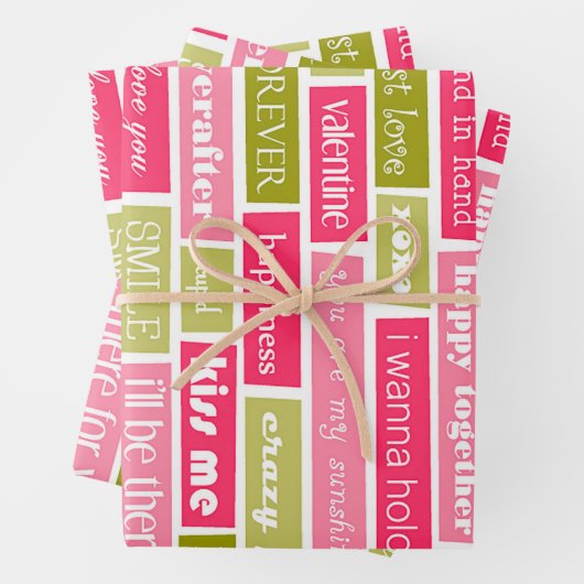 Buchstaben Rosa und Grüne Liebe Geschenkpapier Set (Beispiel)