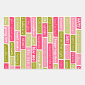 Buchstaben Rosa und Grüne Liebe Geschenkpapier Set (Vorderseite)