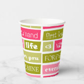 Buchstaben Rosa und Grüne Liebe Pappbecher (Rechts)