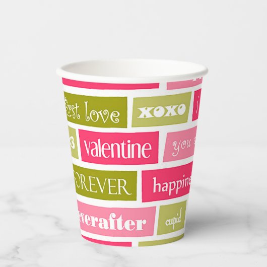 Buchstaben Rosa und Grüne Liebe Pappbecher (Vorderseite)