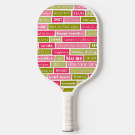 Buchstaben Rosa und Grüne Liebe Pickleball Schläger