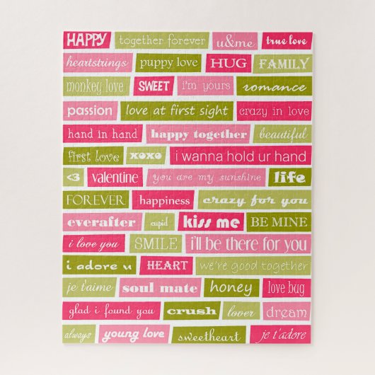 Buchstaben Rosa und Grüne Liebe Puzzle (Vertikal)