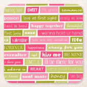 Buchstaben Rosa und Grüne Liebe Rechteckiger Pappuntersetzer (Vorderseite)