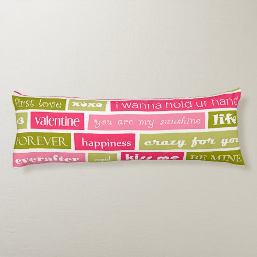 Buchstaben Rosa und Grüne Liebe Seitenschläferkissen (Rückseite)