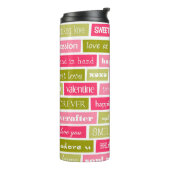 Buchstaben Rosa und Grüne Liebe Thermosbecher (Nach links gedreht)