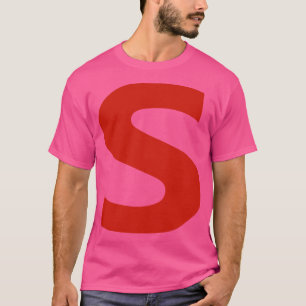 Buchstaben s in der minimalen Typografie des roten T-Shirt