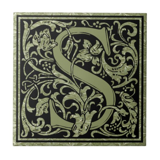 Buchstaben S Monogramm Fliese (Vorderseite)