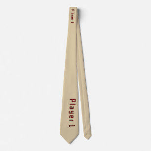 Buchstaben Spieler 1 in Deep Red auf Beige Krawatte