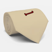 Buchstaben Spieler 1 in Deep Red auf Beige Krawatte (Gerollt)