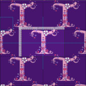 Buchstaben T, dekorativer Text, kundenspezifisch Stoff (Kachel)