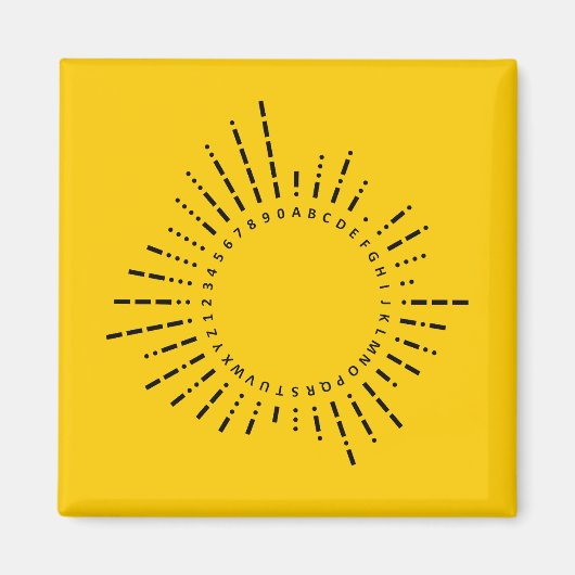 Buchstaben und Zahlen im Morsecode – Gelbe Tabelle Magnet (Vorne)
