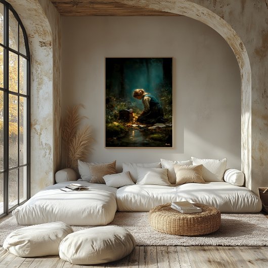 Buchstaben unter dem Waldlicht Leinwanddruck