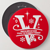 Buchstaben V Monogramm Anfangsname Gruß Button (Vorne & Hinten)