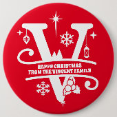 Buchstaben V Monogramm Anfangsname Gruß Button (Vorderseite)