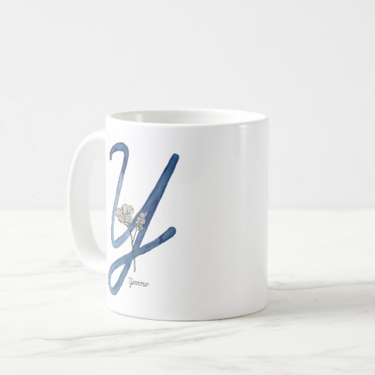 Buchstaben "Y" Aquarellfarbe Blume erste Tasse (Vorderseite Links)