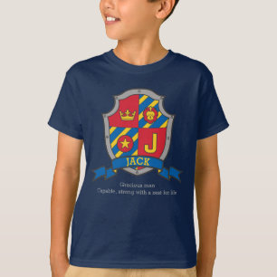 Buchstabenamen-Bedeutungs-Wappen des Jacks J adelt T-Shirt