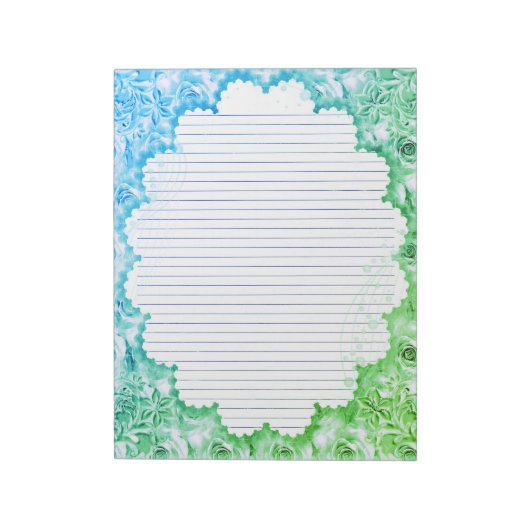 Buchstabengröße - Gerahmtes Blumenpapier mit grüne Notizblock (Rotiert)