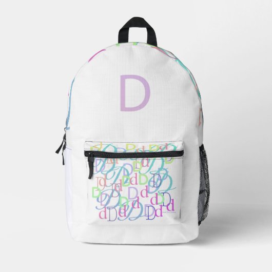 Buchstabenkonfetti "D" Bedruckter Rucksack (Vorderseite)