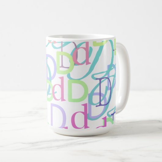 Buchstabenkonfetti "D" Kaffeetasse (VorderseiteRechts)
