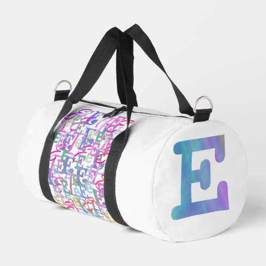 Buchstabenkonfetti "E" Duffle Bag (Linke Seite)