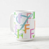 Buchstabenkonfetti "F" Kaffeetasse (Vorderseite Links)