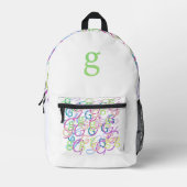 Buchstabenkonfetti "G" Bedruckter Rucksack (Vorderseite)