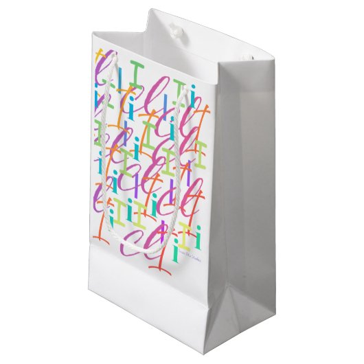 Buchstabenkonfetti "I" Kleine Geschenktüte (Vorderseite Schrägansicht)