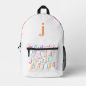 Buchstabenkonfetti "J" Bedruckter Rucksack (Vorderseite)