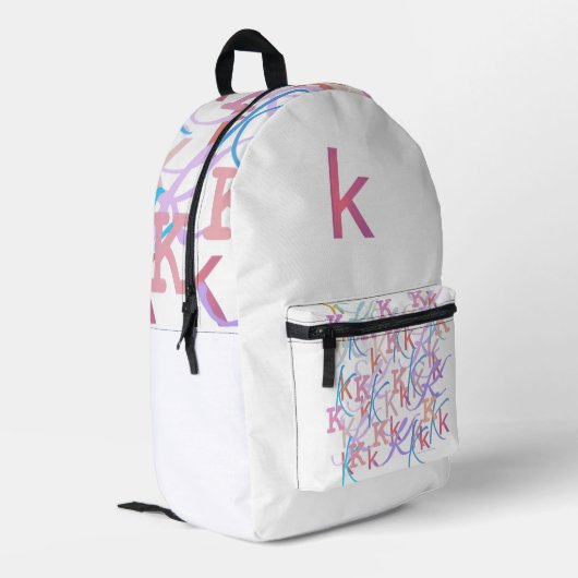 Buchstabenkonfetti "K" Bedruckter Rucksack (Rückseitige Ecke links)