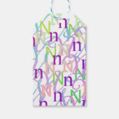 Buchstabenkonfetti "N" Geschenkanhänger (Vorderseite)