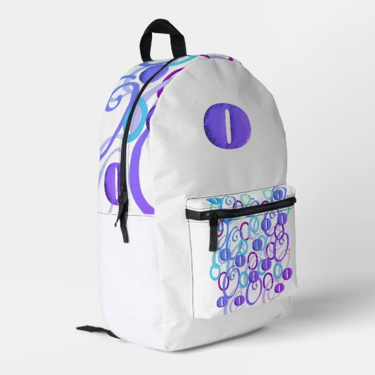 Buchstabenkonfetti "O" Bedruckter Rucksack (Rückseitige Ecke links)