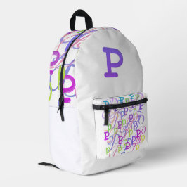 Buchstabenkonfetti "P" Bedruckter Rucksack
