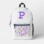 Buchstabenkonfetti "P" Bedruckter Rucksack (Vorderseite)