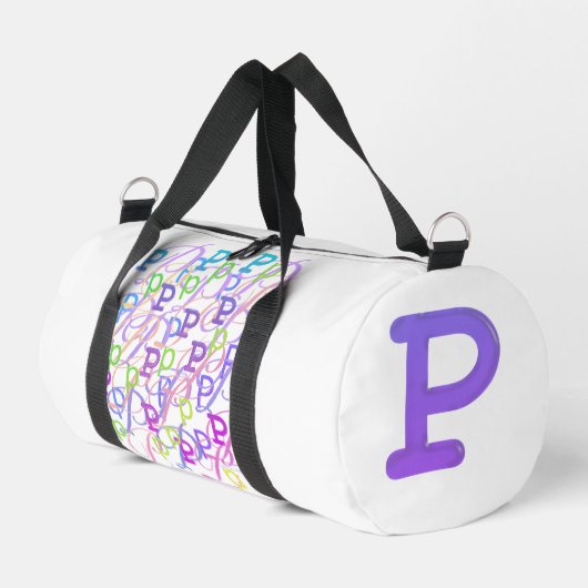 Buchstabenkonfetti "P" Duffle Bag (Linke Seite)