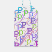 Buchstabenkonfetti "P" Geschenkanhänger (Vorderseite)