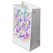 Buchstabenkonfetti "P" Kleine Geschenktüte (Rückseite Schrägansicht)