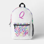 Buchstabenkonfetti "Q" Bedruckter Rucksack (Vorderseite)