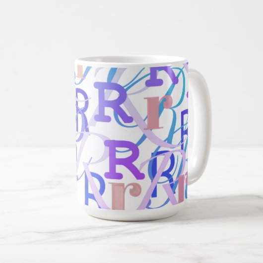 Buchstabenkonfetti "R" Kaffeetasse (VorderseiteRechts)
