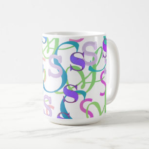 Buchstabenkonfetti "S" Kaffeetasse