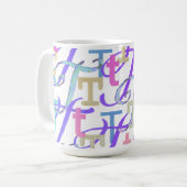 Buchstabenkonfetti "T" Kaffeetasse (Vorderseite Links)